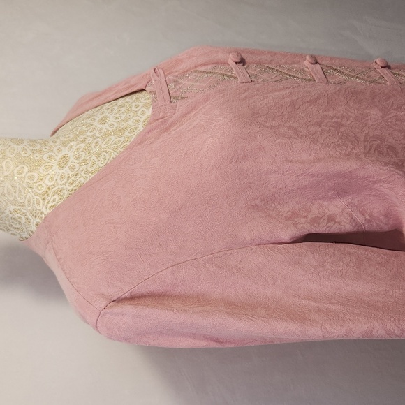 J Jill Women's SZ M Pink Linen Blend Foxglove Long Sleeve Button Up Jacket City - Picture 4 of 14